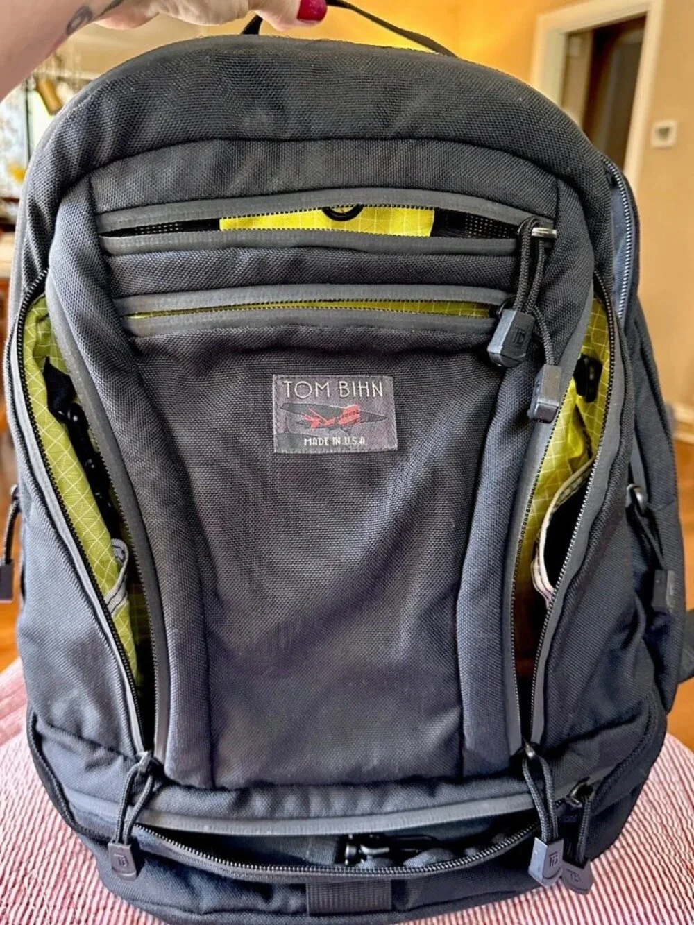 Tom Bihn Synapse 19 Black Ballistic/Wasabi Backpack EDC Travel Laptop USA Made